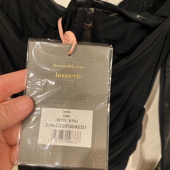 NWT House of CB Cecilia Black Mesh Cutout Mini Dress Size Medium D-E - Picture 3 of 4